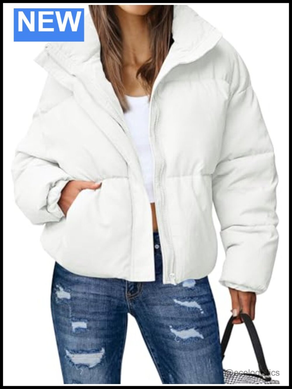 Women's Quilted Puffer Jacket Zip Up with Pockets Baggy Winter Coat
